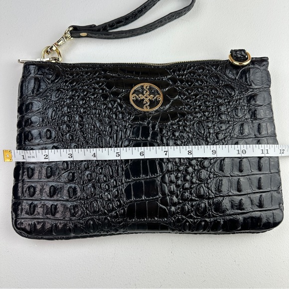 Stauer Sloane Crocodile-Embossed Clutch Black Wristlet Crossbody NWOT - Picture 9 of 13